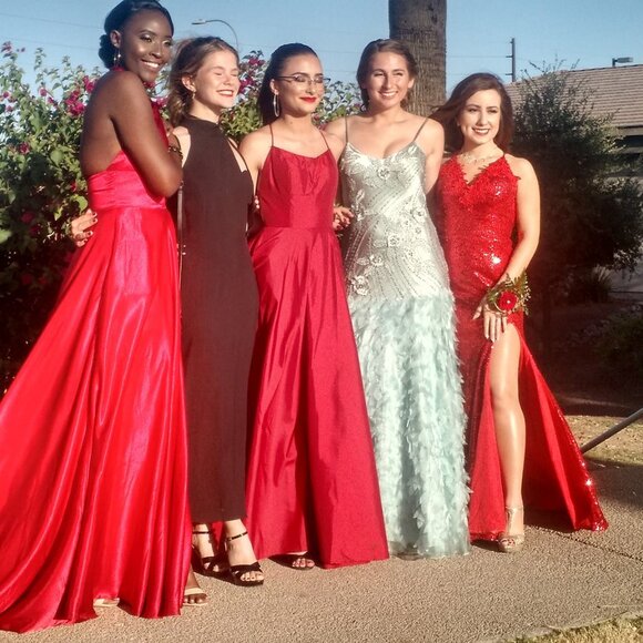 STUNNING SILK Gown | M | Beaded & Sequined | Floral Appliques | ICE BLUE | EVC - Picture 2 of 16